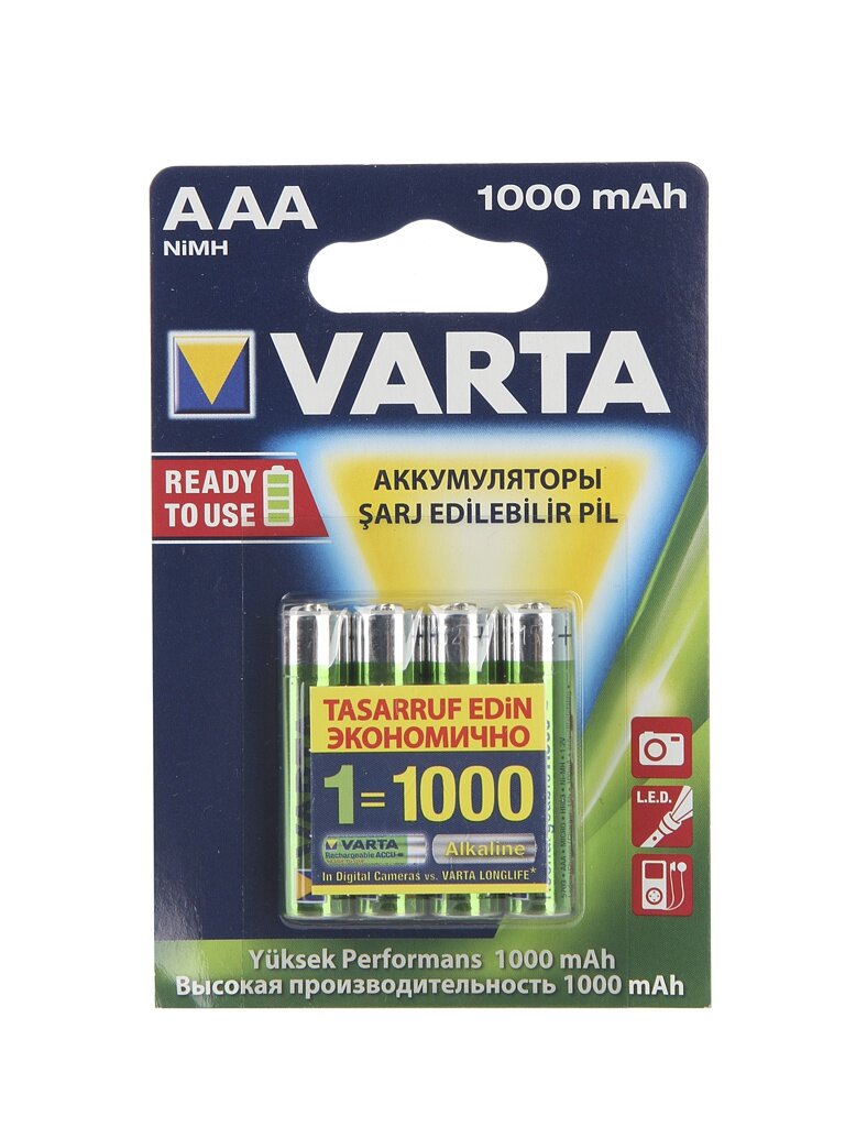 Аккумулятор AAA - Varta 1000mAh Power R2U BL4 (4 штуки) 05703