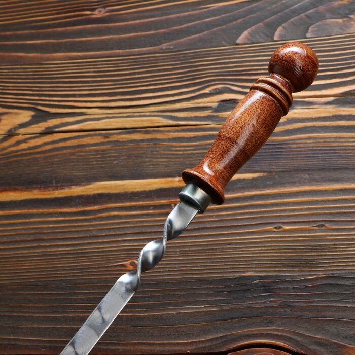 --- Шампур узбекский для люля кебаб широкий 40см/1,4 см с деревянной ручкой - фотография № 3