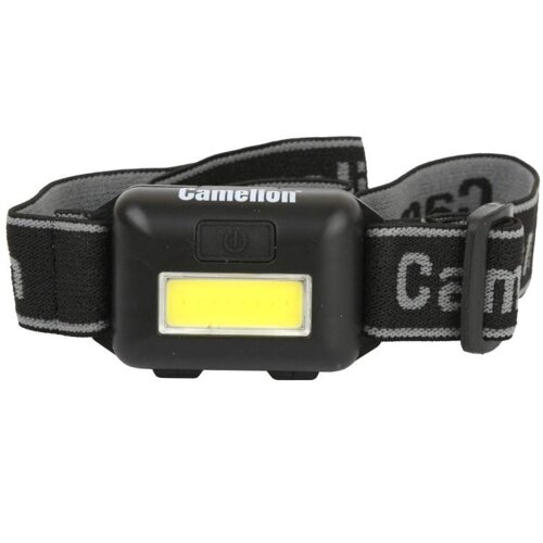 Фонарь налобный Camelion LED5355 1Вт COB LED, 3 режима, 3XAAA, пластиковый корпус, черный