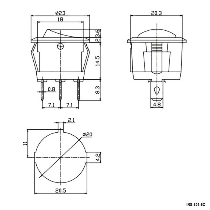 IRS-101-9C ON-OFF Переключатель (рокерный) серии IRS-100 - фотография № 2