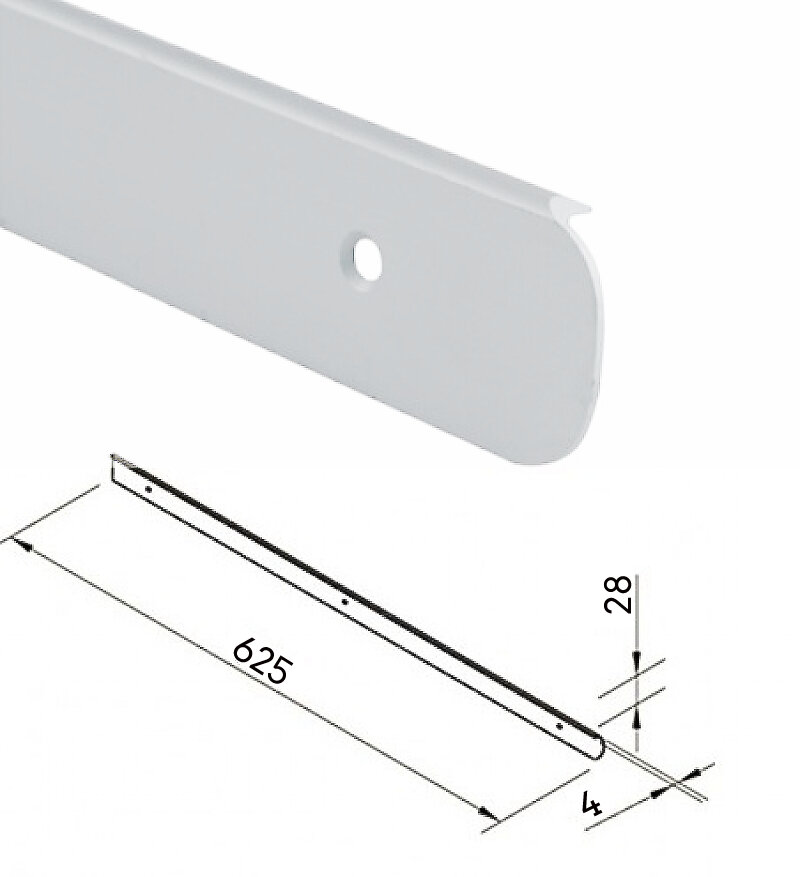 Планка торцевая для столешницы 28 мм, L=625 мм / R9, алюминий - фотография № 3