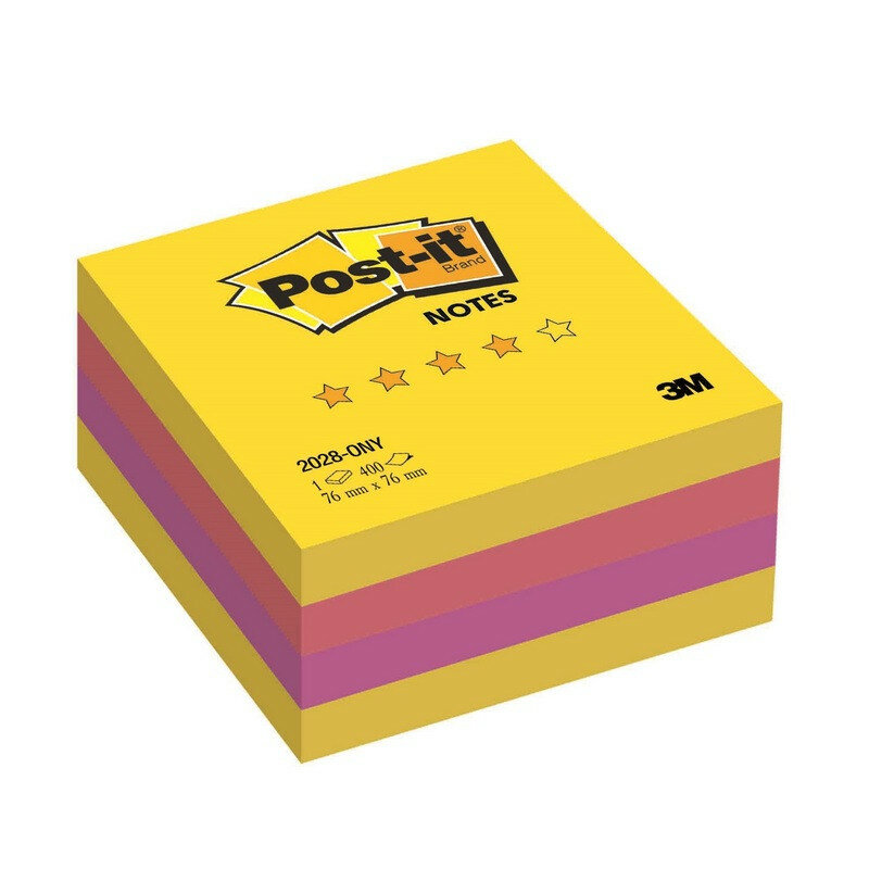 Стикеры Post-it Original Лето 76х76 мм неоновые 3 цвета (1 блок, 400 л) 7100041030 416807
