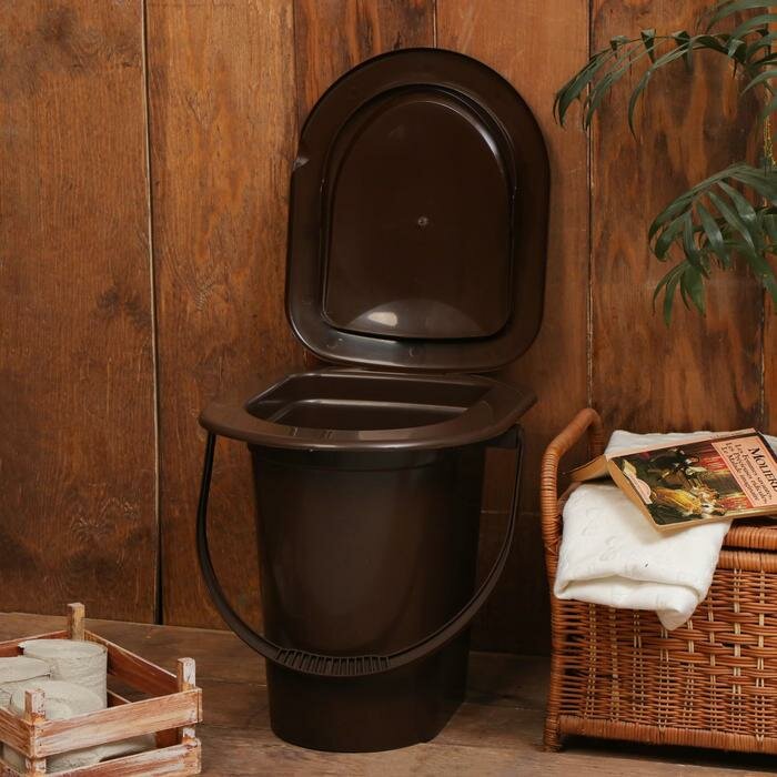 Ведро-туалет, h = 40 см, 17 л, со съёмным горшком, коричневое - фотография № 1