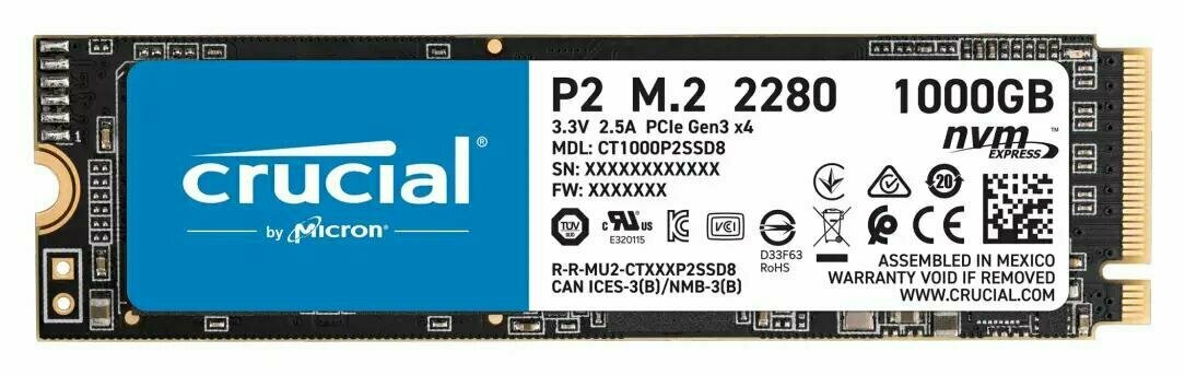 Внутренний накопитель SSD Crucial P2 1Tb