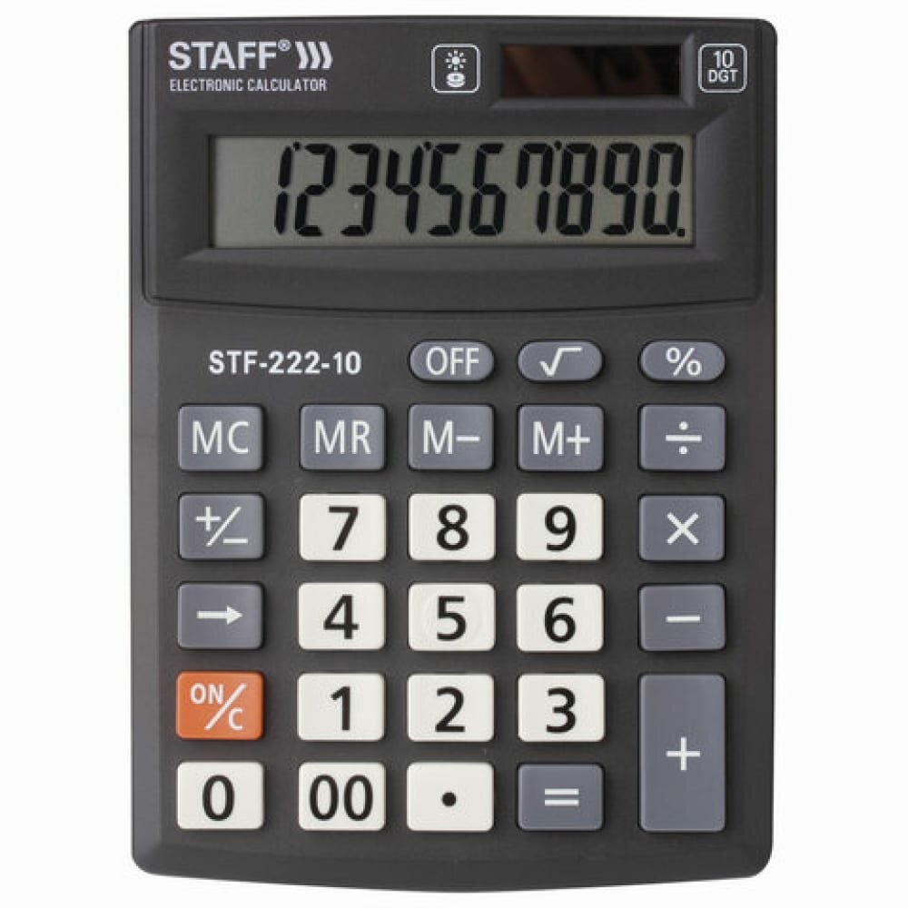 Staff Калькулятор настольный PLUS STF-222 компактный 138x103мм  10 разрядов двойн.питание 250419