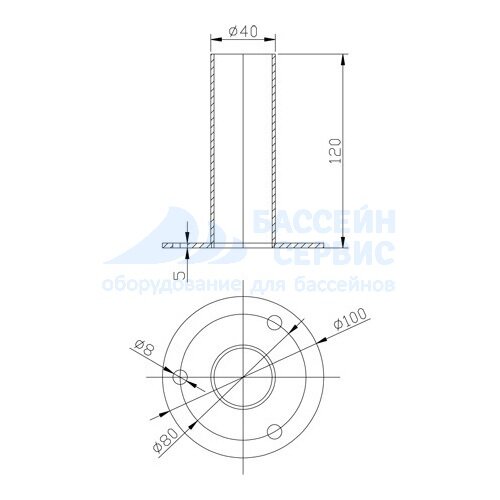Стакан Xenozone для крепления лестниц 43 мм, д=40 мм (комплект 2 шт), цена - за 1 компл