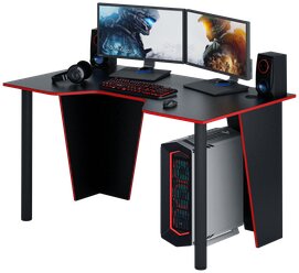 Игровой компьютерный стол Форсаж *, 140х89.2х73 Черный/Красная кромка