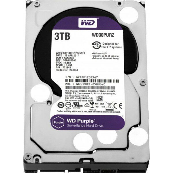 Жесткий диск 3000Gb WD Purple WD30PURZ