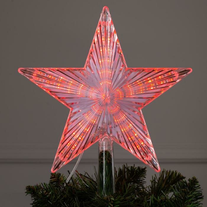 Верхушки на ёлку Luazon Lighting Светодиодная верхушка на ёлку «Звезда белая» 22 см, 30 LED, провод 2 метра, 220 В, свечение красное