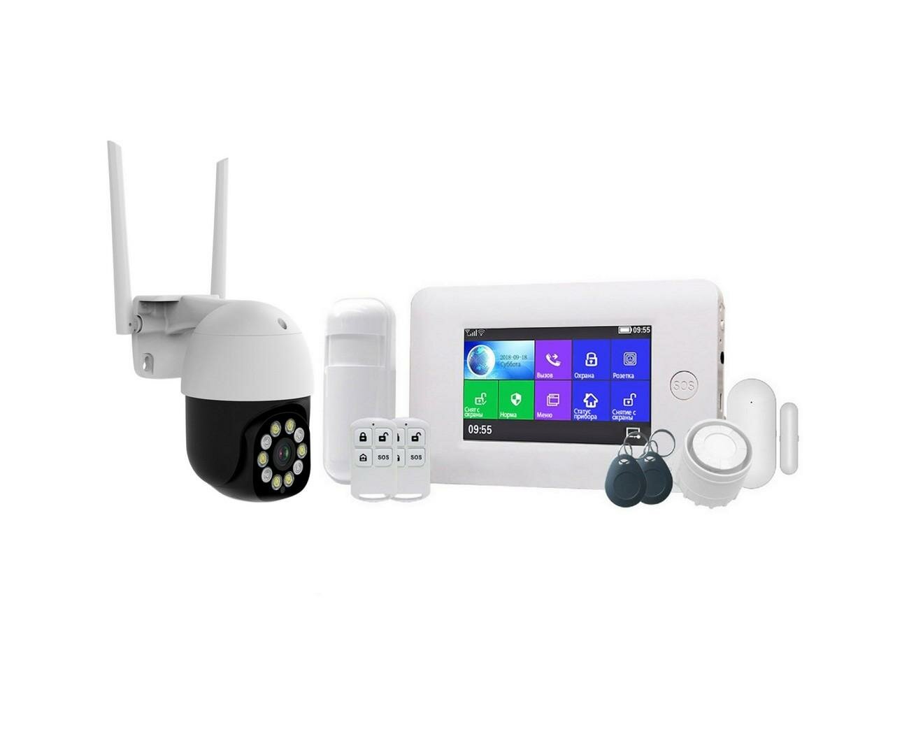 GSM Wi-Fi сигнализация для дачи с уличной камерой Страж Галактика-GSM и HDcom 0110-ASW5-8GS (O45071BE) - система сигнализации для дома с сиреной