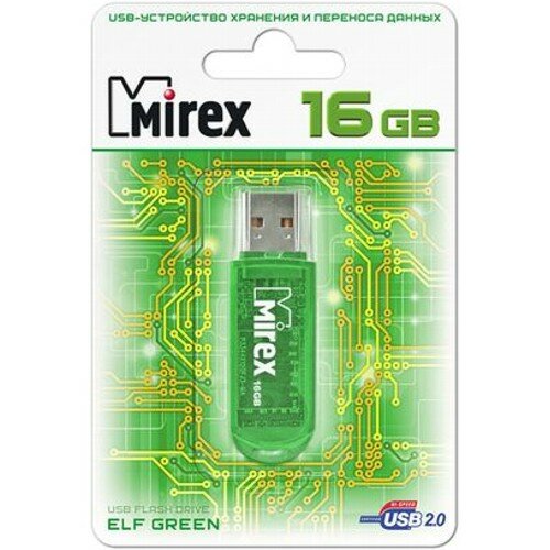 Флешка Mirex Elf Green 16 Гб usb 2.0 Flash Drive - зеленый