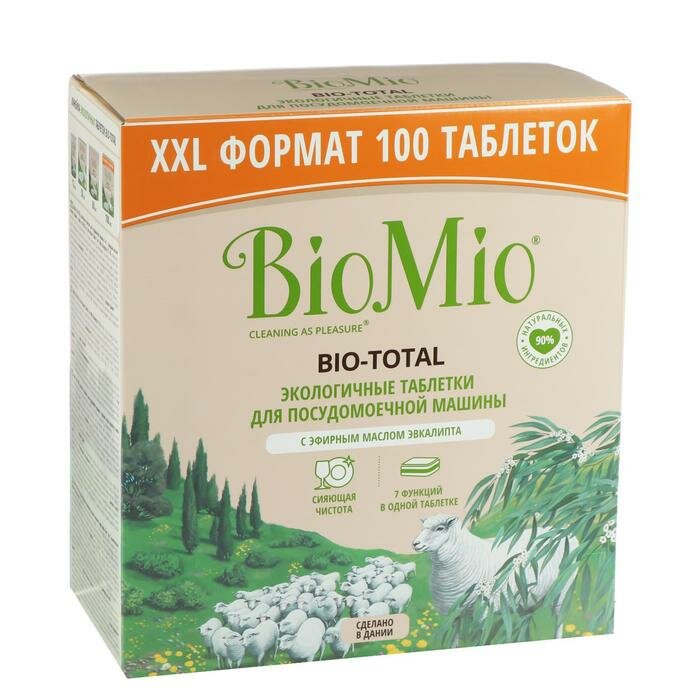 BioMio Таблетки для посудомоечной машины BioMio BIO-TOTAL с маслом эвкалипта 100 шт - фотография № 1