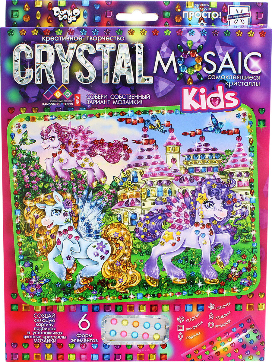 Crystal Mosaic Kids Прекрасные Пони, набор для креативного творчества Данко-Тойс CRMk-01-04