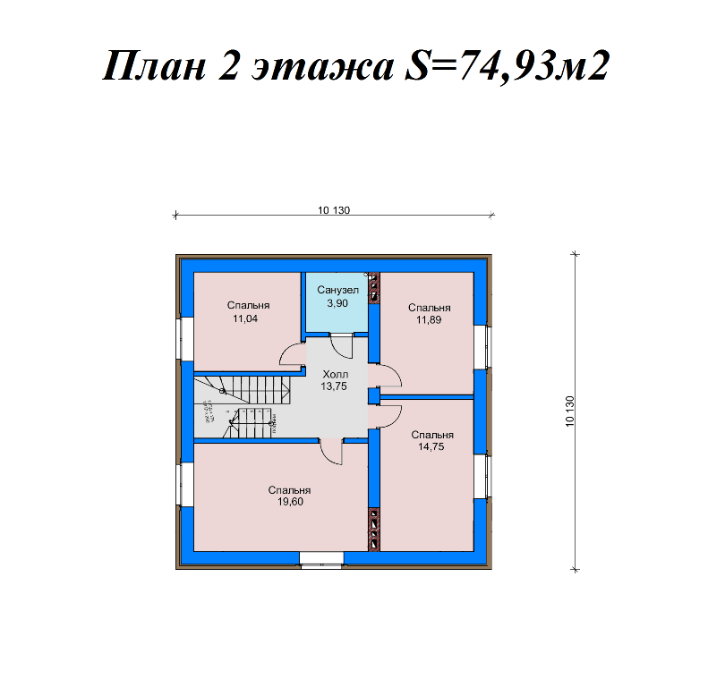 Проект жилого дома SD-proekt 22-0013 (149,45 м2, 10,13-10,13 м, газобетонный блок 400 мм, облицовочный кирпич) - фотография № 6