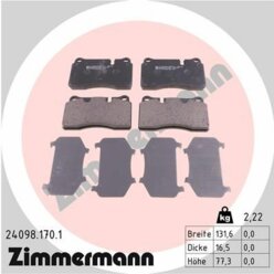 Колодки тормозные дисковые VW Touareg 02>18 Seat Leon/Leon SC/Leon ST 12>18 Audi A3 Sportback/TT/TT Roadster 09>14 ZIMMERMANN 240981701