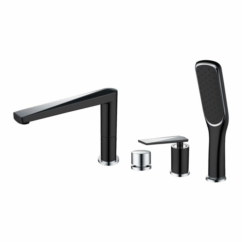 Смеситель Boheme Venturo 370-B на борт ванны, хром, черный