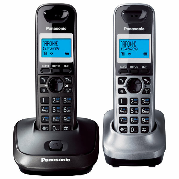 Радиотелефон Panasonic KX-TG2512RU2 темно-серый металлик/серый металлик