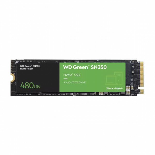 Твердотельный накопитель SSD WD Green SN350 NVMe 480ГБ M2.2280 (TLC) WDS480G2G0C