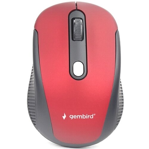 Мышь беспроводная Gembird MUSW-420-1 бесшумный клик, 4кн, 1600 dpi, чёрно-красная