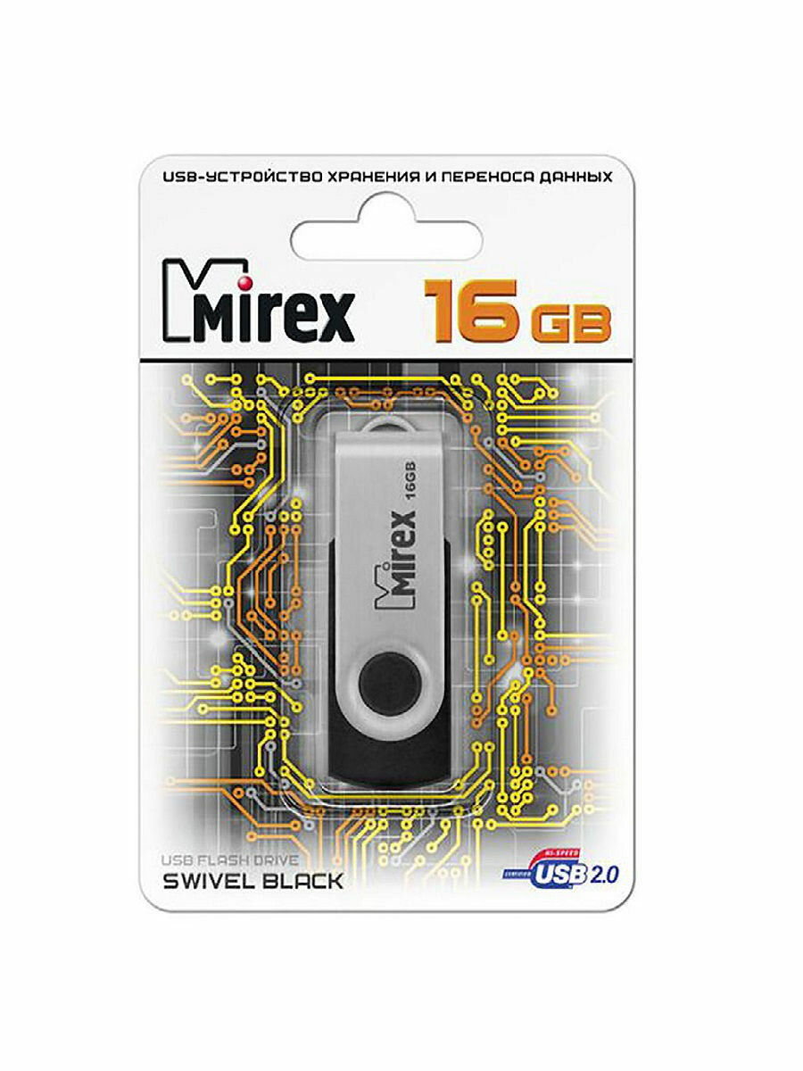 Флешка MIREX SWIVEL (16 Gb) BLACK