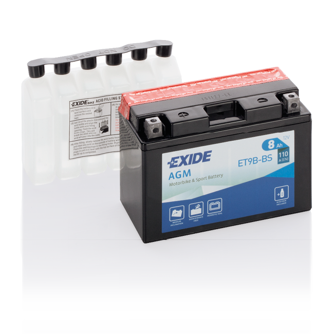 Аккумулятор мотоциклетный EXIDE AGM 12V 8Ah ET9B-BS