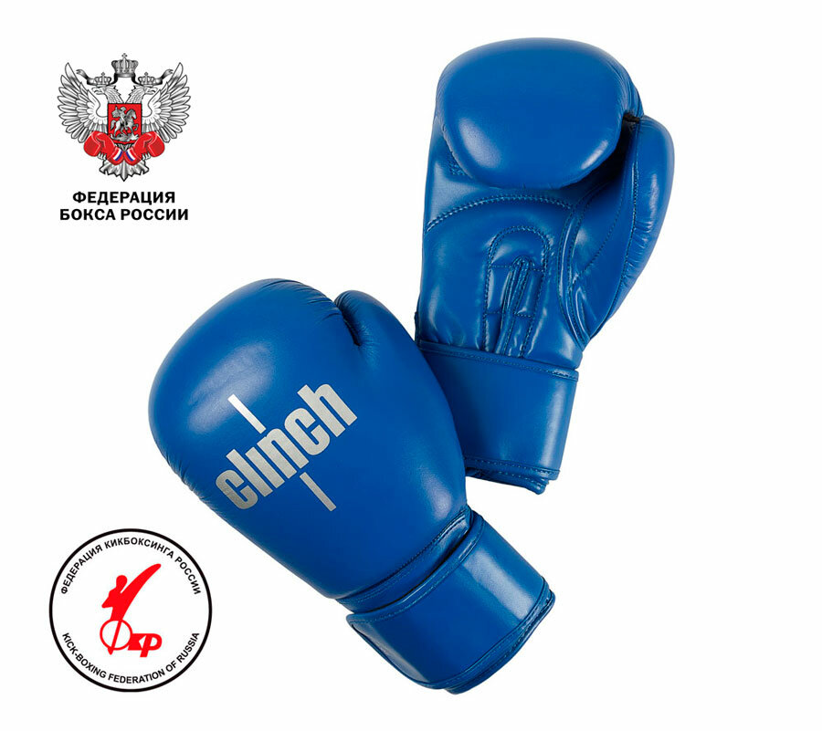 Перчатки боксёрские: Перчатки боксерские Clinch Olimp Plus синие , 12 унц., артикул C155