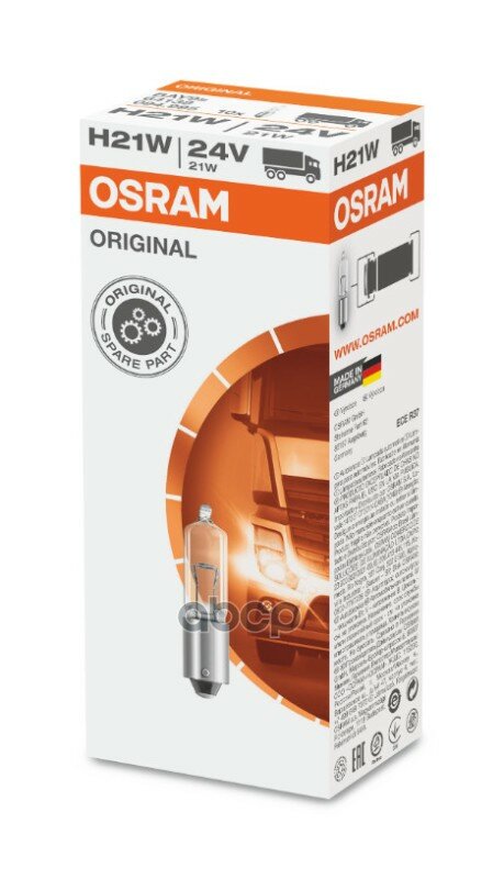 Лампа H21w (21w) Bay9s 24v 64138 4008321094988 Osram арт. 64138