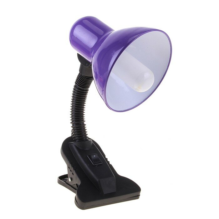 Лампа настольная Е27, с выкл. на зажиме (220В) фиолетовая (108В) - фотография № 1
