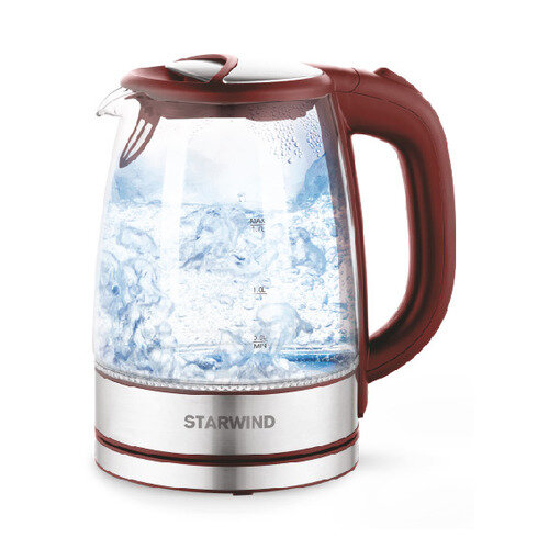 Чайник электрический StarWind SKG2419, 2200Вт, бордовый и серебристый