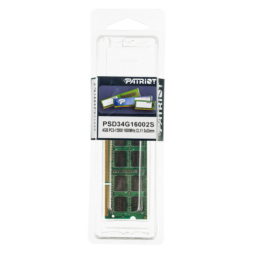 Модуль памяти Patriot PSD34G16002S DDR3 - 4ГБ 1600, SO-DIMM, Ret