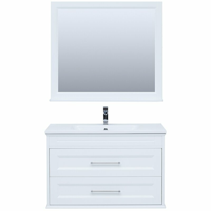 Комплект мебели для ванной Aquanet Бостон M 100 258284 подвесной Белый матовый - фотография № 3