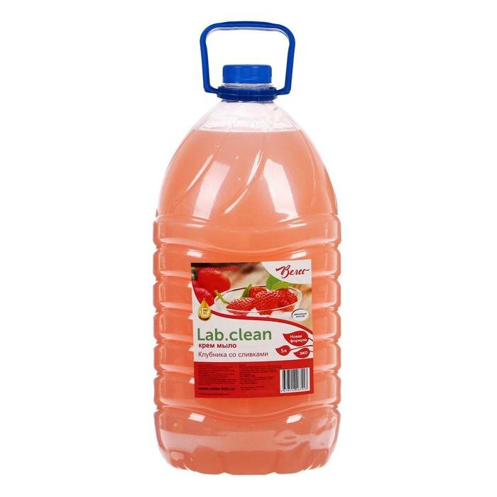 фото Жидкое крем-мыло розовое Клубника со сливками Велиос, ПЭТ ,5 л