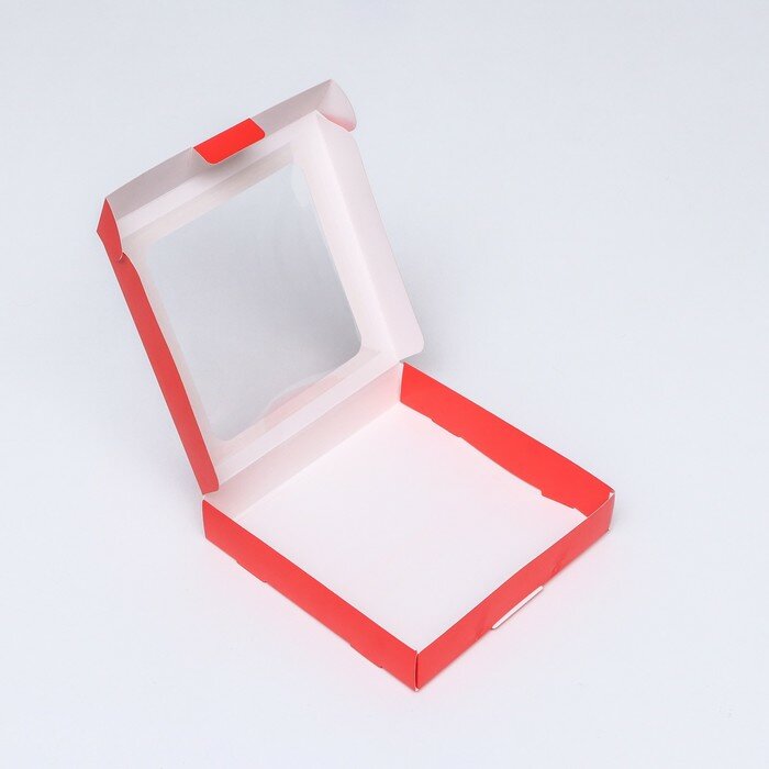 Коробка самосборная с окном красная, 16 х 16 х 3 см - фотография № 4