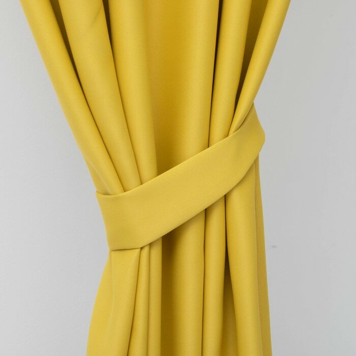 Штора портьерная «Этель» 200х250, цвет жёлтый, блэкаут - фотография № 2