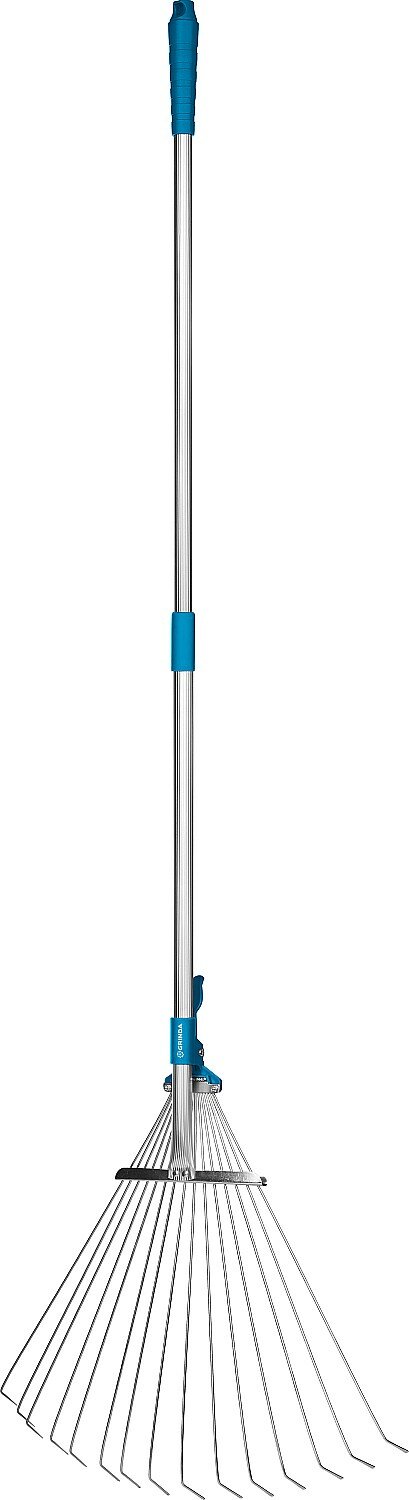 GRINDA PR-50 170-450 мм ширина, 800-1240 мм длина, телескопический алюминиевый черенок, Регулируемые веерные грабли, PROLine (421868) - фотография № 1