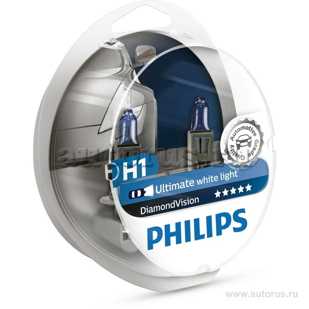 Лампа 12v h1 55w philips diamond vision 2 шт. duobox 12258dvs2