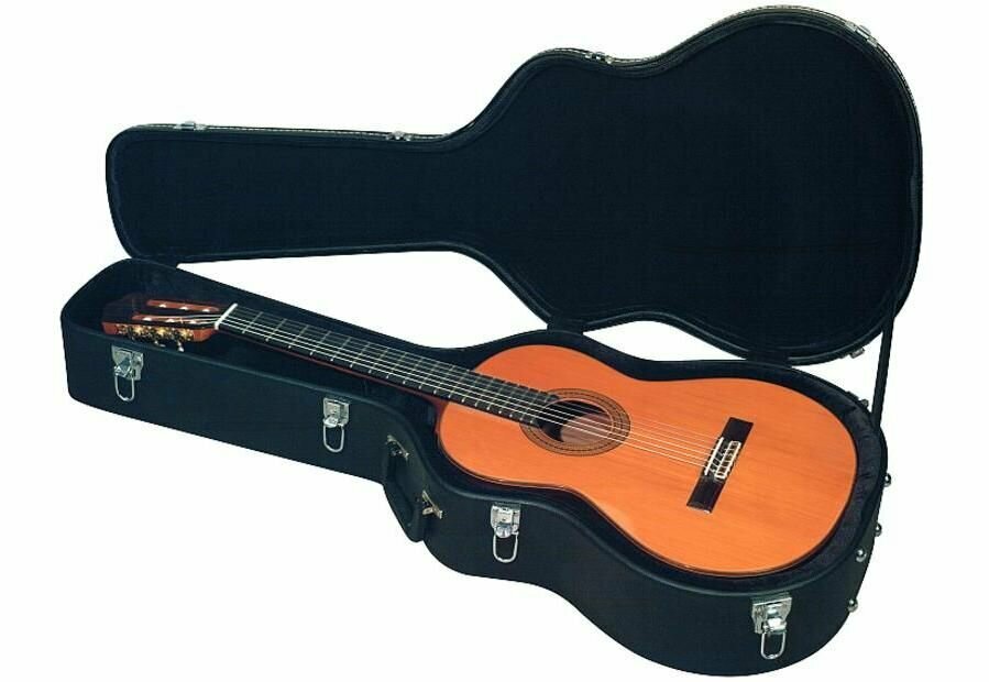 Rockcase RC10608 B/SB фигурный кейс для классической гитары деревянная основа черный tolex