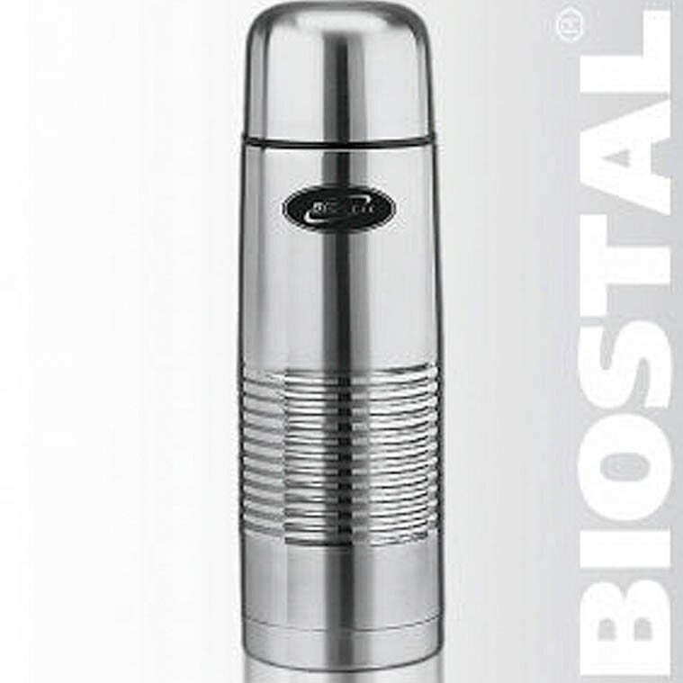 Термос для напитков Biostal 1 литр металлическая колба, клапан, чехол 1000NB-B