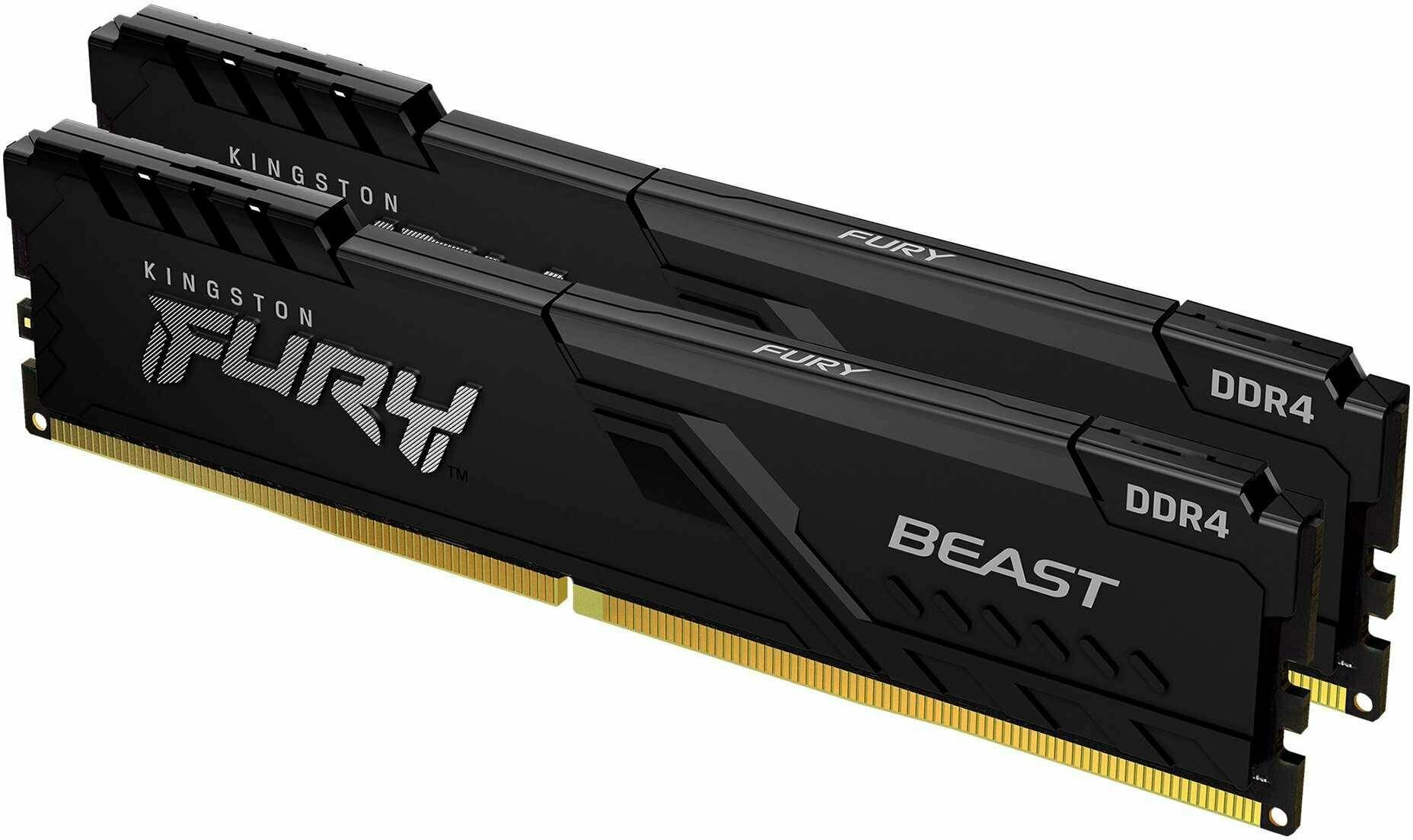 Оперативная память Kingston Fury Beast Black DDR4 - 2x 16Gb, 3600 МГц, DIMM, CL18 (kf436c18bbk2/32)