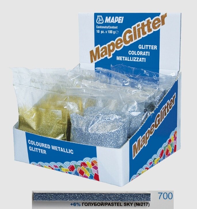 фото Металлические цветные блестки к затирке MAPEI Mapeglitter 217 P.SKY (Голубой), 0.1 кг