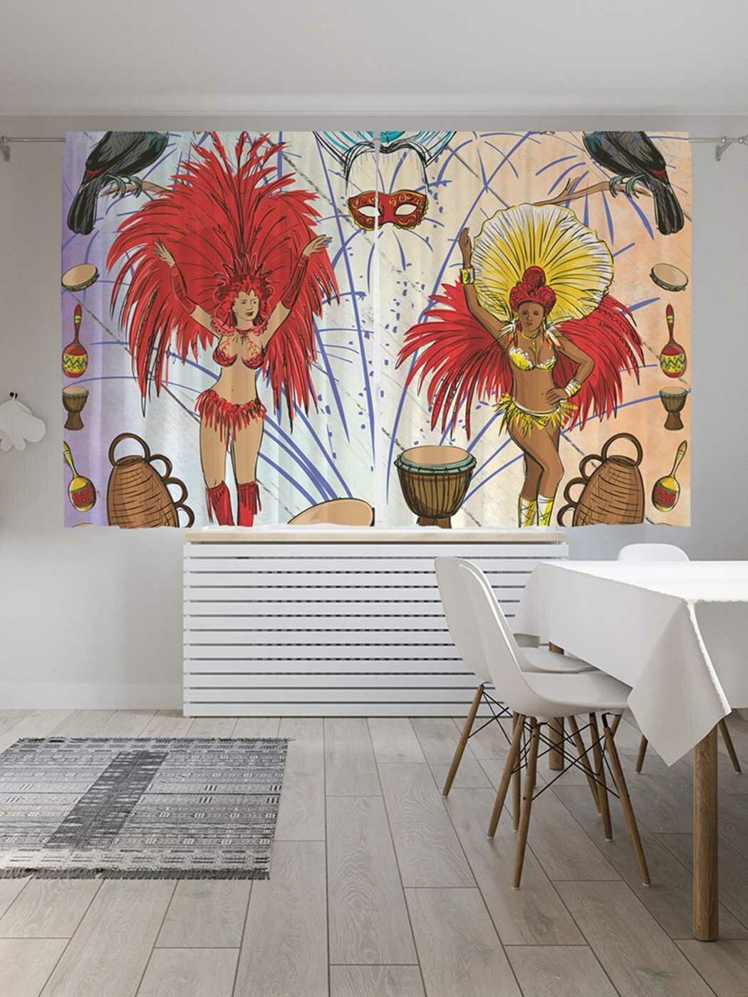 Классические шторы JoyArty "Бразильский маскарад" серия Oxford DeLux 2 полотна 145x180 см