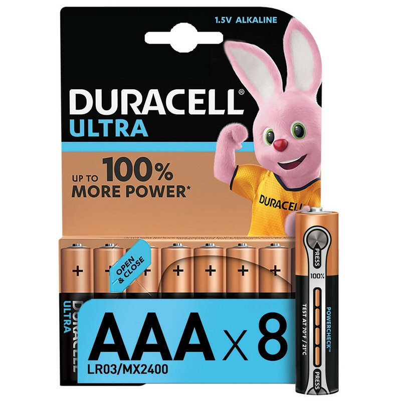 Батарейки Duracell Ultra мизинчиковые ААA LR03 (8 штук в уп) 5004808 957577