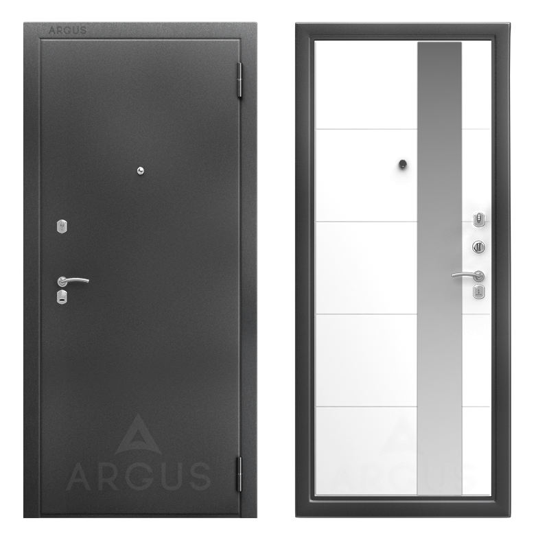 Дверь металлическая Аргус Гранд Антик Доминго серебро эмалит белый 2050х870х75мм правая