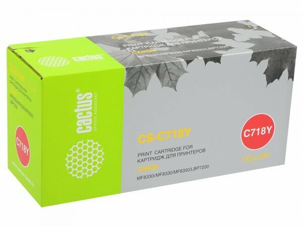 Тонер Картридж Cactus CS-C718Y желтый для Canon LaserBase MF8330i-Sensys/ MF8330cdni-Sensys/ MF8350i-Sensys/ MF8350cdni-Sensys; LBP7200i-Sensys/ 7200cdni-Sensys (2900стр.) CS-C718Y