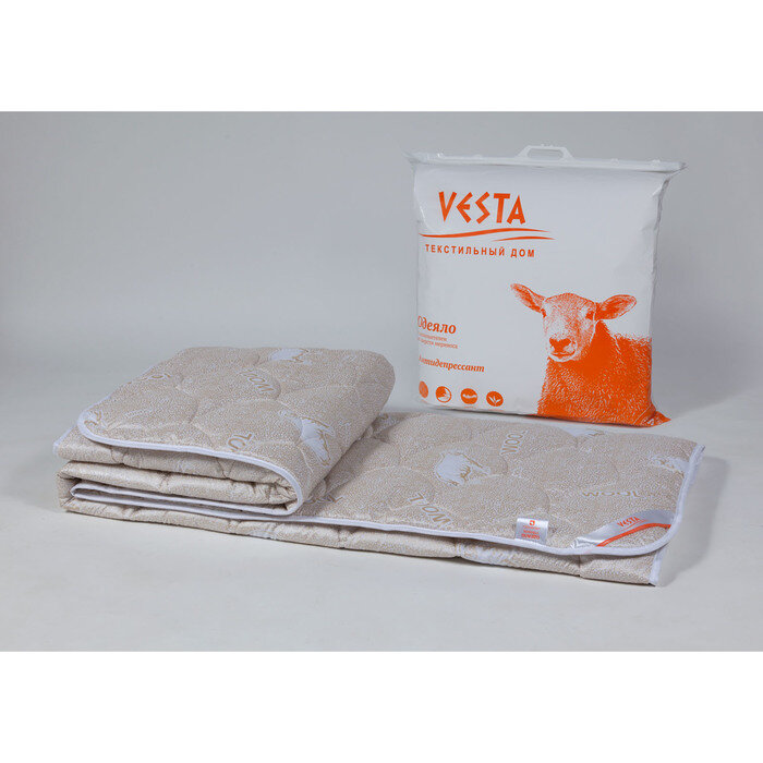 Vesta Одеяло 220х205, шерсть мериноса, ткань глосс-сатин, п/э 100% - фотография № 2