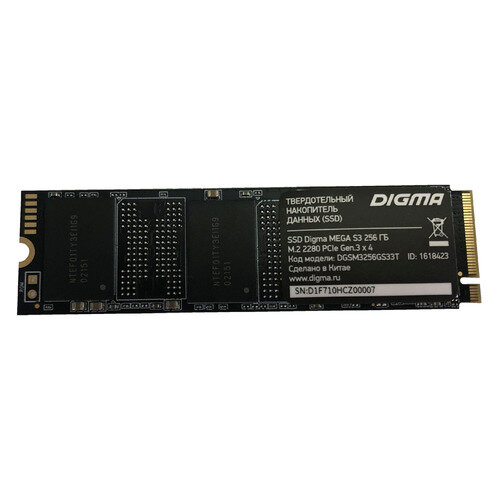 SSD накопитель Digma Mega S3 DGSM3256GS33T 256ГБ, M.2 2280, PCI-E 3.0 x4, NVMe, rtl