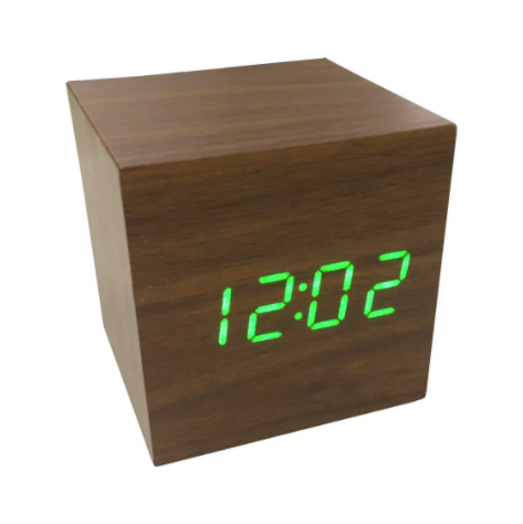 Часы электронные деревянный куб с звуковым управлением VST-869 (Коричневый)