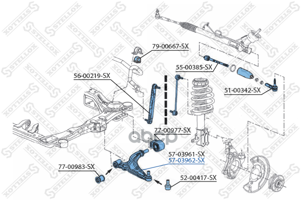 STELLOX 57-03962-SX_рычаг передний правый в сборе\ Chevrolet Cruze 1.6 83Kw/Cruze 1.8 10