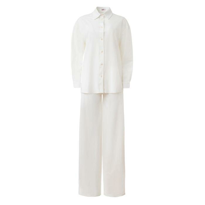 MINAKU Пижама женская (сорочка, брюки) MINAKU: Home collection цвет белый, р-р 48 - фотография № 7