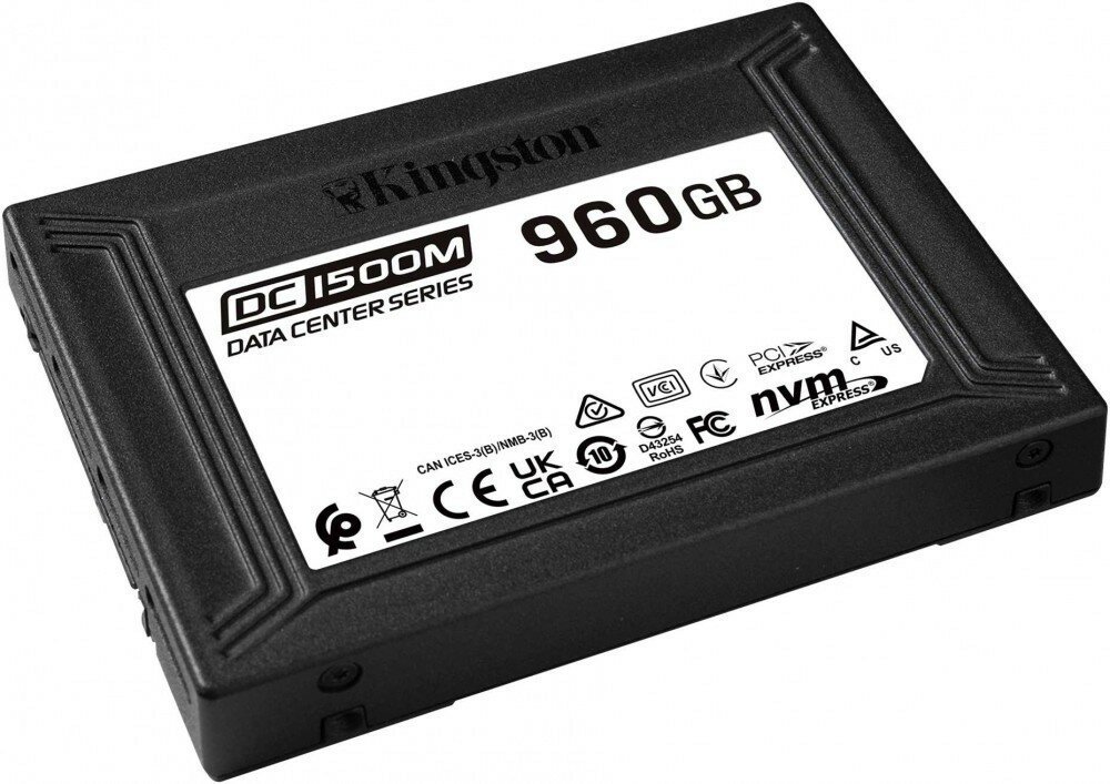 Накопитель SSD Kingston DC1500M SEDC1500M/960G/U.2/960GB /Скорость чтения 3100МБайт/с Скорость записи 2700МБайт/с